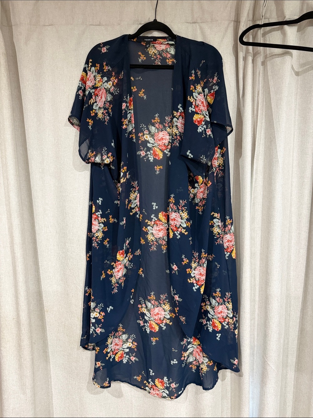 torrid Navy Blue Floral Kimono Cover-Up